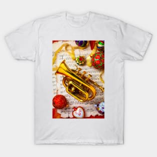 Brass Pocket Trumpet And Christmas Ornaments T-Shirt